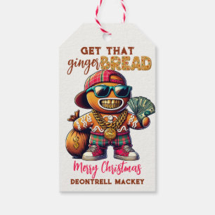 Grappige Urban Hip Hop Gingerbread Man Kerstmis Cadeaulabel