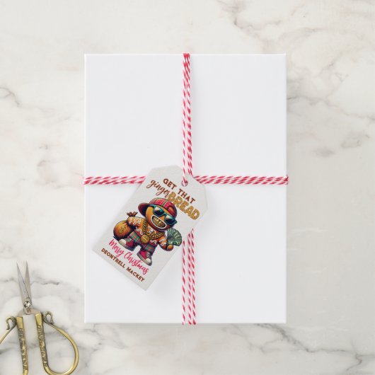 Grappige Urban Hip Hop Gingerbread Man Kerstmis Cadeaulabel (Met Touw)