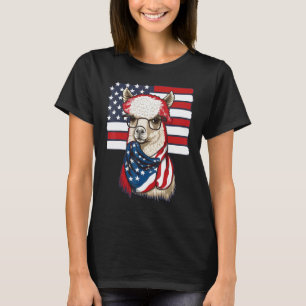 Grappige USA 4 juli alpaca op patriottisch Amerika T-shirt