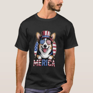 Grappige USA Corgi Merica 4 juli Hond T-shirt