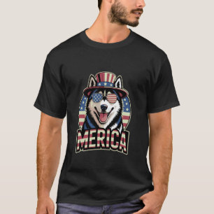 Grappige USA Siberische Husky Merica 4 juli Hond T-shirt