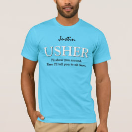 Grappige Usher huwelijksfeest V011 AQUA T-shirt