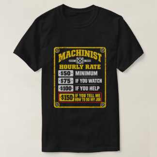 Grappige uurloon voor machinebankwerker sarcastisc t-shirt