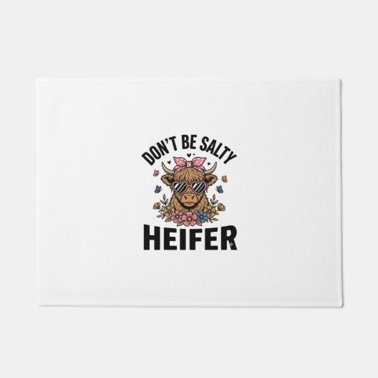 Grappige vaarzenkoe bloem vlinder vintage ontwerp_ deurmat (Voorkant)