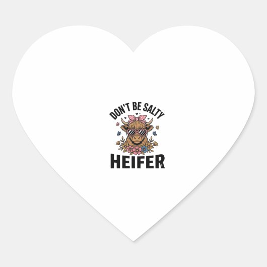 Grappige vaarzenkoe bloem vlinder vintage ontwerp_ hart sticker (Voorkant)