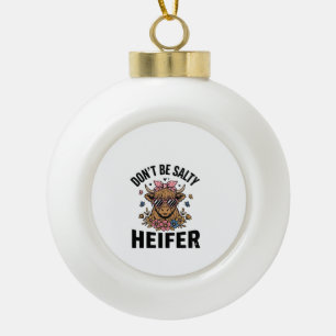 Grappige vaarzenkoe bloem vlinder vintage ontwerp_ keramische bal ornament