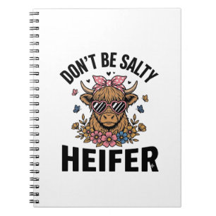 Grappige vaarzenkoe bloem vlinder vintage ontwerp_ notitieboek