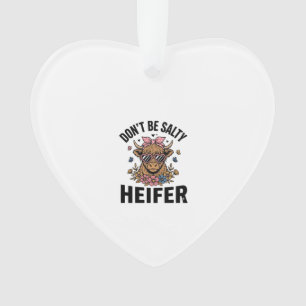 Grappige vaarzenkoe bloem vlinder vintage ontwerp_ ornament