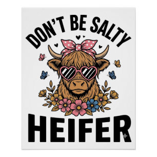 Grappige vaarzenkoe bloem vlinder vintage ontwerp_ perfect poster