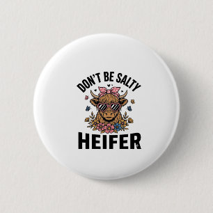 Grappige vaarzenkoe bloem vlinder vintage ontwerp_ ronde button 5,7 cm