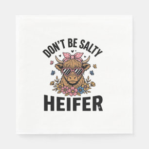 Grappige vaarzenkoe bloem vlinder vintage ontwerp_ servet