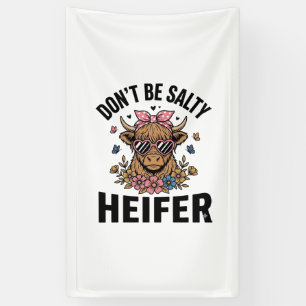 Grappige vaarzenkoe bloem vlinder vintage ontwerp_ spandoek