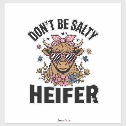 Grappige vaarzenkoe bloem vlinder vintage ontwerp_ sticker (Vel)