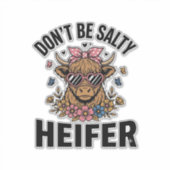 Grappige vaarzenkoe bloem vlinder vintage ontwerp_ sticker (Voorkant)