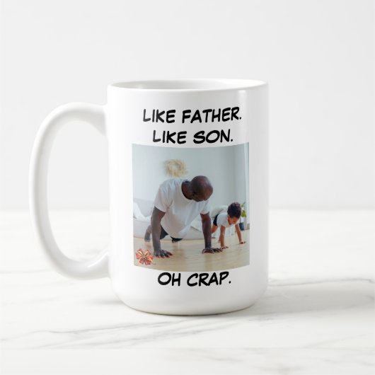 Grappige vader als vader als zoon foto cadeau koffiemok (Links)