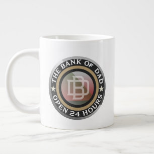 Grappige vader bank woordkunst grote koffiekop