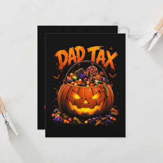 Grappige Vader Belasting Halloween Pompoen Kaart (Voorkant / Achterkant in situ)
