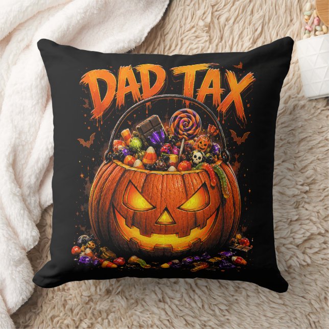Grappige Vader Belasting Halloween Pompoen Kussen (Deken)
