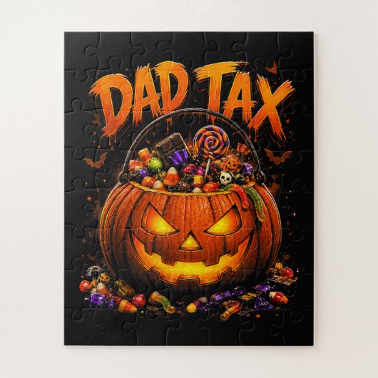 Grappige Vader Belasting Halloween Pompoen Legpuzzel (Verticaal)