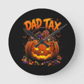 Grappige Vader Belasting Halloween Pompoen Ronde Klok (Voorkant)