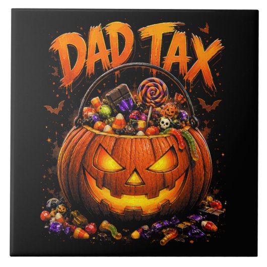 Grappige Vader Belasting Halloween Pompoen Tegeltje (Voorkant)