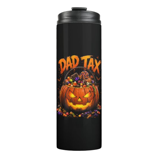 Grappige Vader Belasting Halloween Pompoen Thermosbeker (Voorkant)