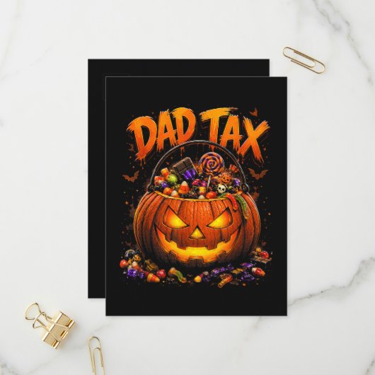 Grappige Vader Belasting Halloween Pompoen Uitnodiging Briefkaart (Voorkant / Achterkant in situ)