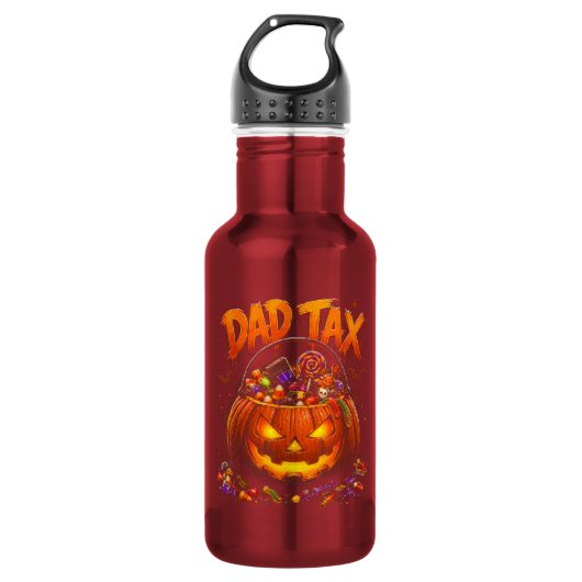 Grappige Vader Belasting Halloween Pompoen Waterfles (Voorkant)