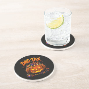 Grappige Vader Belasting Halloween Pompoen Zandsteen Onderzetter