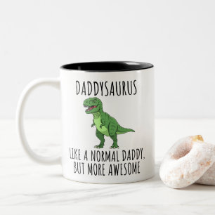 Grappige Vader Dinosaur Daddysaurus Tweekleurige Koffiemok