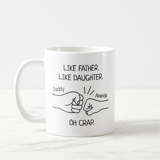 Grappige vader dochter eerste bult tekening koffiemok (Links)