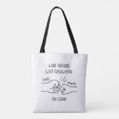 Grappige vader dochter eerste bult tekening tote bag (Achterkant)