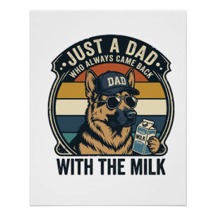 Grappige Vader Duitse Herdersmelk Retro T-shirt On Perfect Poster