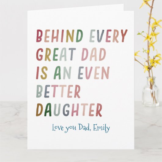 Grappige Vader en Dochter Wenskaart Kaart (Gele Bloem)