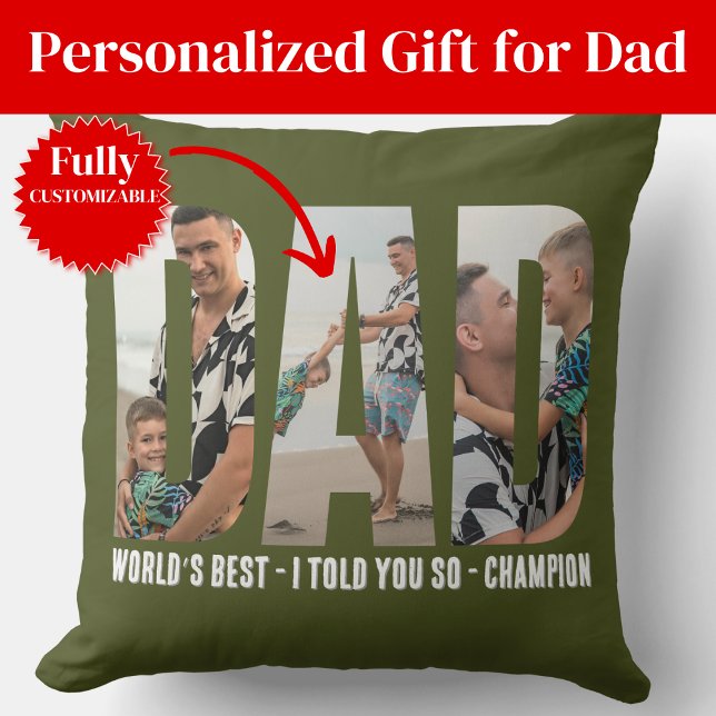 Grappige vader foto kussensloop humor grap grap kussen (Funny Dad Photo Throw Pillow Humor Prank Joke)