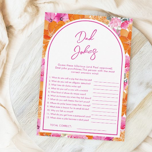 Grappige Vader Grappen Roze & Bloemige Baby Shower Kaart