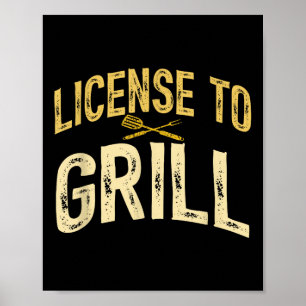 Grappige vader houdt van BBQ-licentie om vlees te  Poster