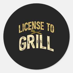 Grappige vader houdt van BBQ-licentie om vlees te  Ronde Sticker