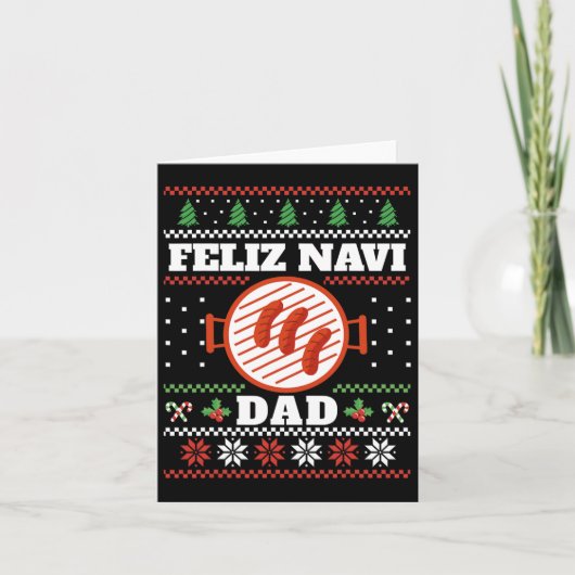 Grappige vader Kerstmis BBQ Feliz Navi Dad Uggly Kaart (Voorkant)