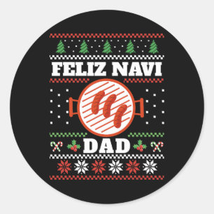 Grappige vader Kerstmis BBQ Feliz Navi Dad Uggly Ronde Sticker