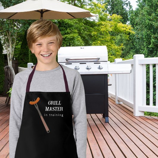 Grappige vader Kind Grill Master in opleiding Schort