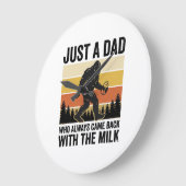 Grappige vader kwam terug met de melk vintage shir grote klok (Hoek)