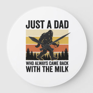 Grappige vader kwam terug met de melk vintage shir grote klok