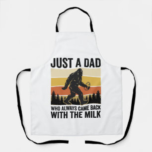 Grappige vader kwam terug met de melk vintage shir schort