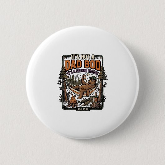 Grappige Vader Lichaam Beer Kamperen Vader Figuur  Ronde Button 5,7 Cm (Voorkant)