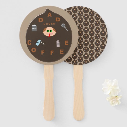 Grappige Vader Monster Liefhebber van Koffie Handv Handwaaier (Voorkant en achterkant)