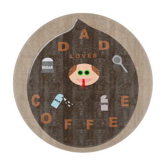 Grappige Vader Monster Loves Koffie Glas Snijplank (Voorkant)