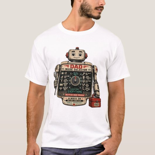 Grappige Vader Robot Modus Selector Vaderdag T-shirt (Voorkant)