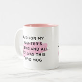 Grappige vader van de bruid cadeau, huwelijkscadea tweekleurige koffiemok (Voorkant links)