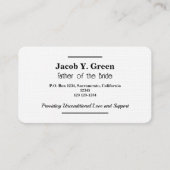 Grappige vader van de bruid visitekaartje (Voorkant)